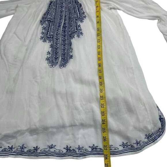 Tularosa Jacqueline Blue Embroidered Tunic Off shoulder Mini Dress White Size S - Picture 9 of 9
